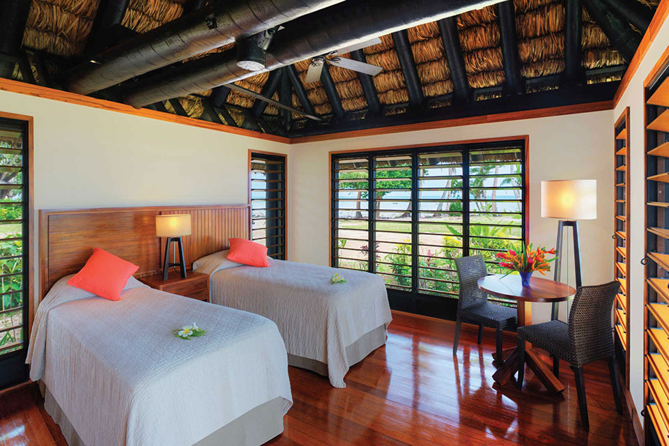 An image of a Fiji Deluxe Oceanfront 2 Bedroom Bure at Jean-Michel Cousteau Resort Fiji.