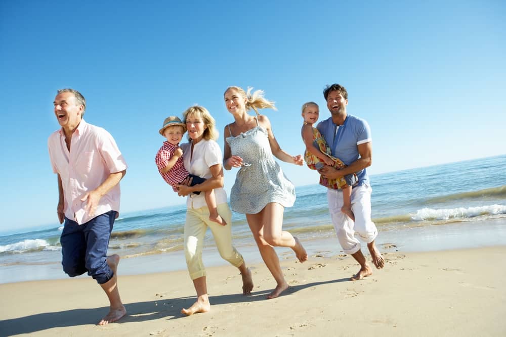 family on the beach