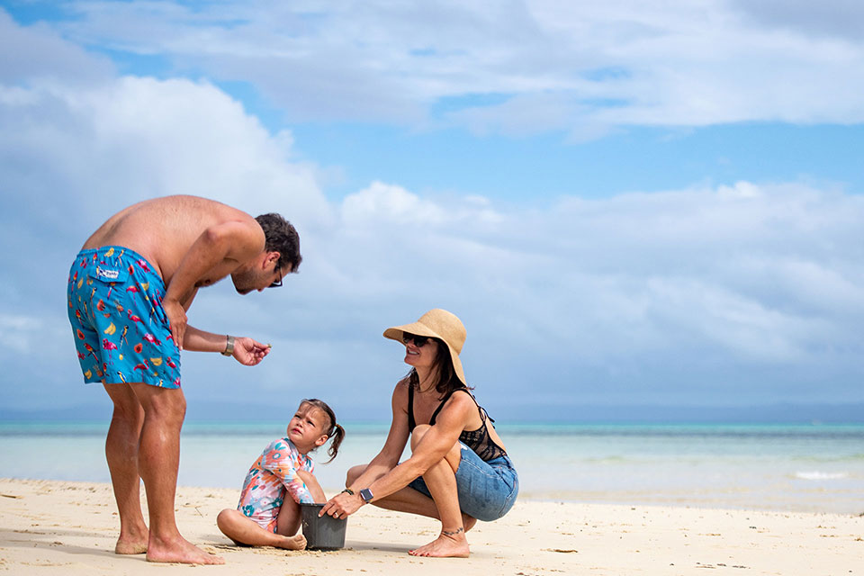 A family spending time at the Jean-Michel Cousteau Resort Fiji's Private Island